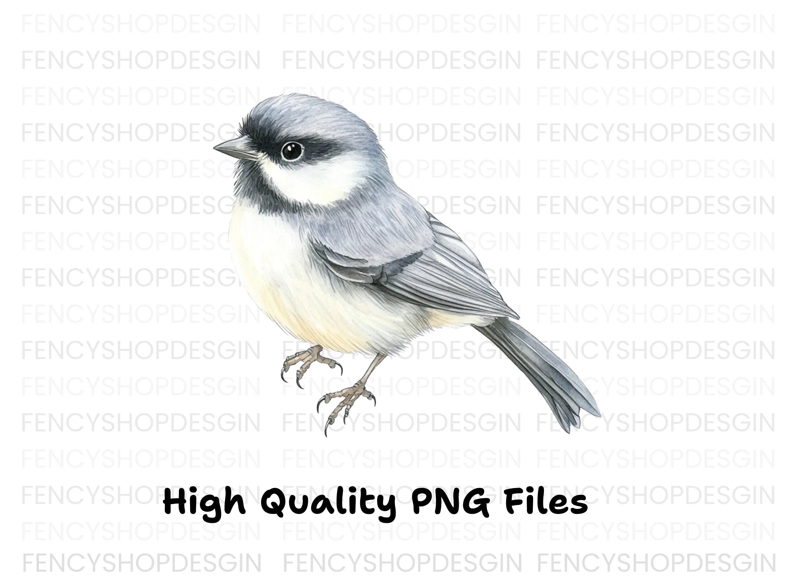 Elegant Grey Chickadee Bird Clipart Bundle