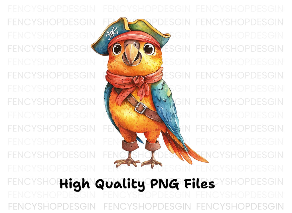Cute Pirate Parrot Illustration Clipart Bundle
