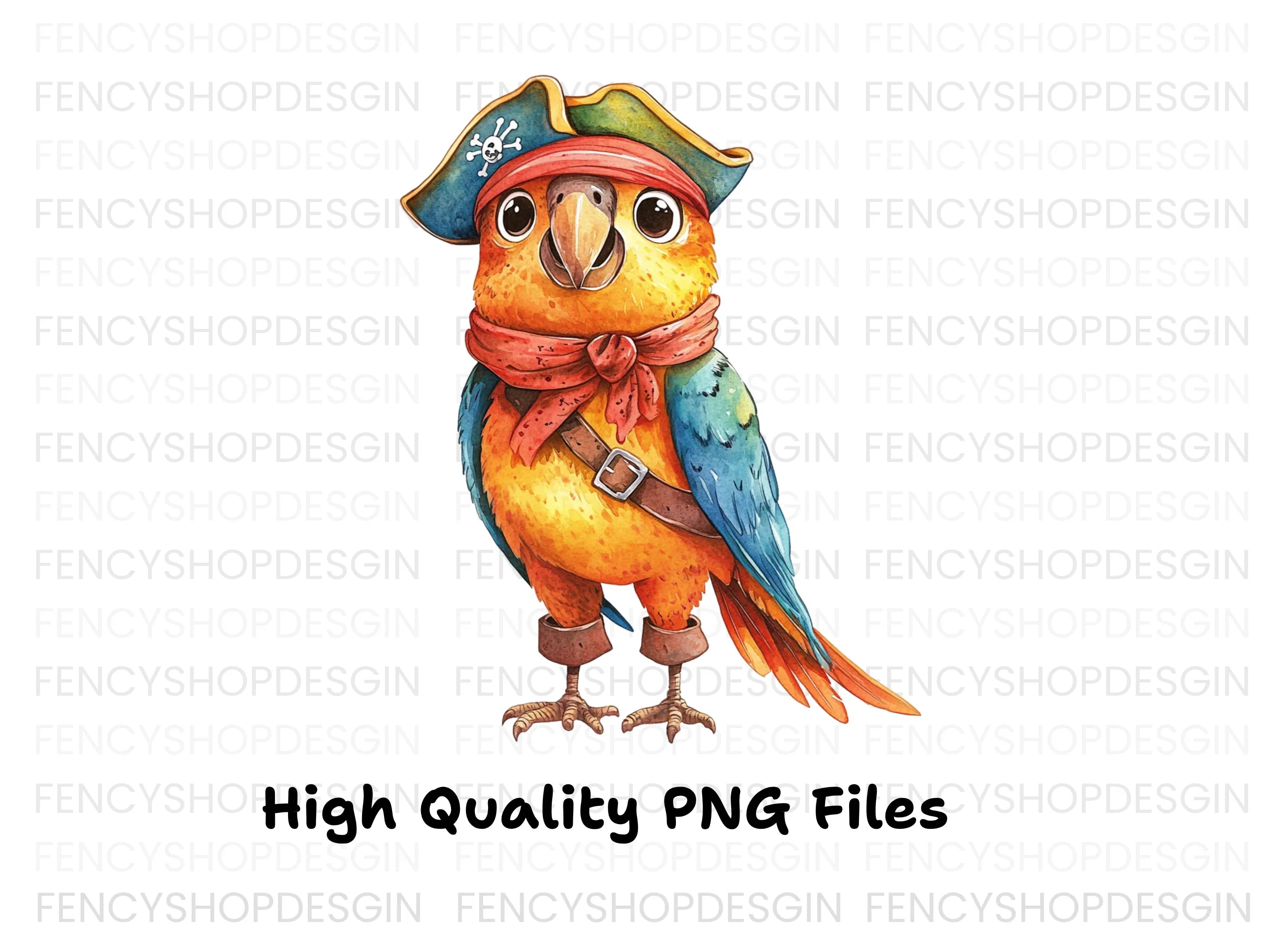 Cute Pirate Parrot Illustration Clipart Bundle