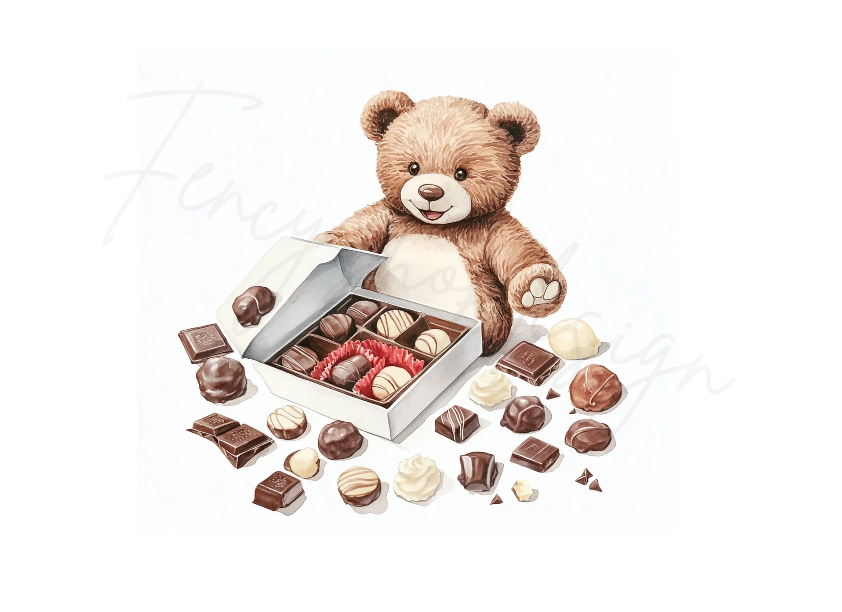 Teddy Bear with Chocolate Box Clipart Bundle