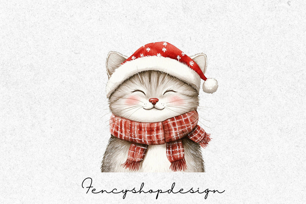 Cute Christmas Kitten Clipart Bundle