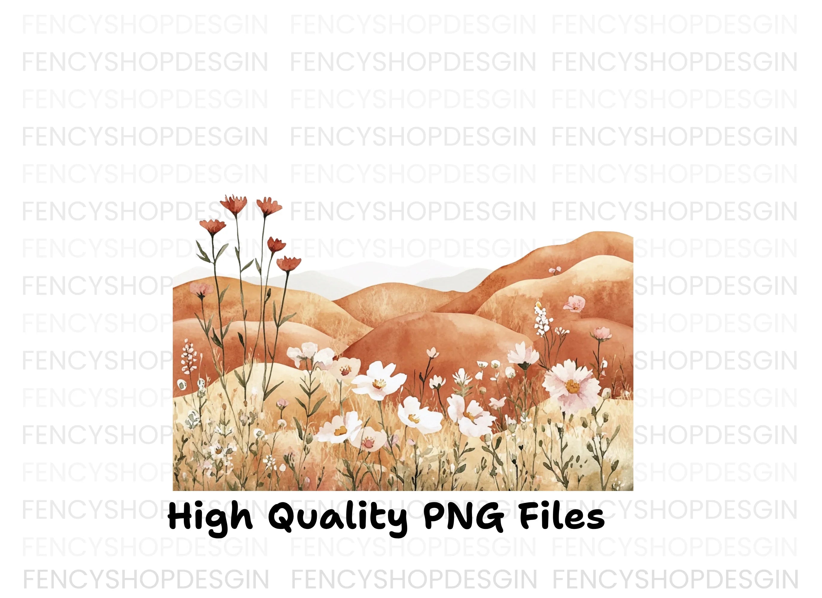 Boho Wildflower Landscape Clipart Bundle
