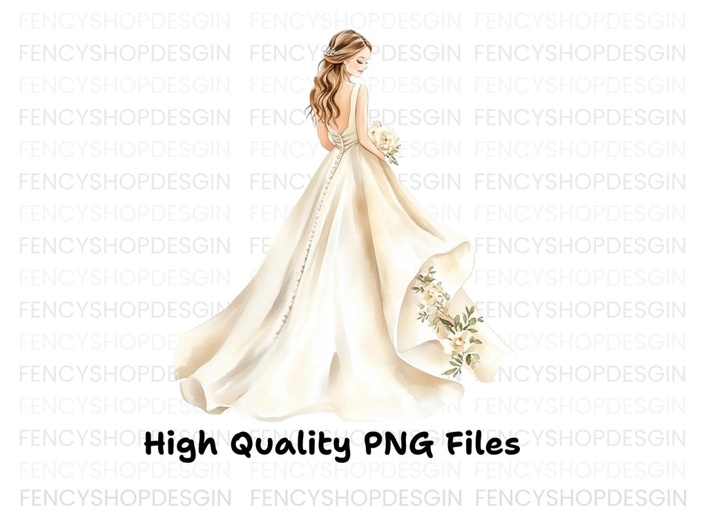 Beautiful Bride with Bouquet Clipart Bundle