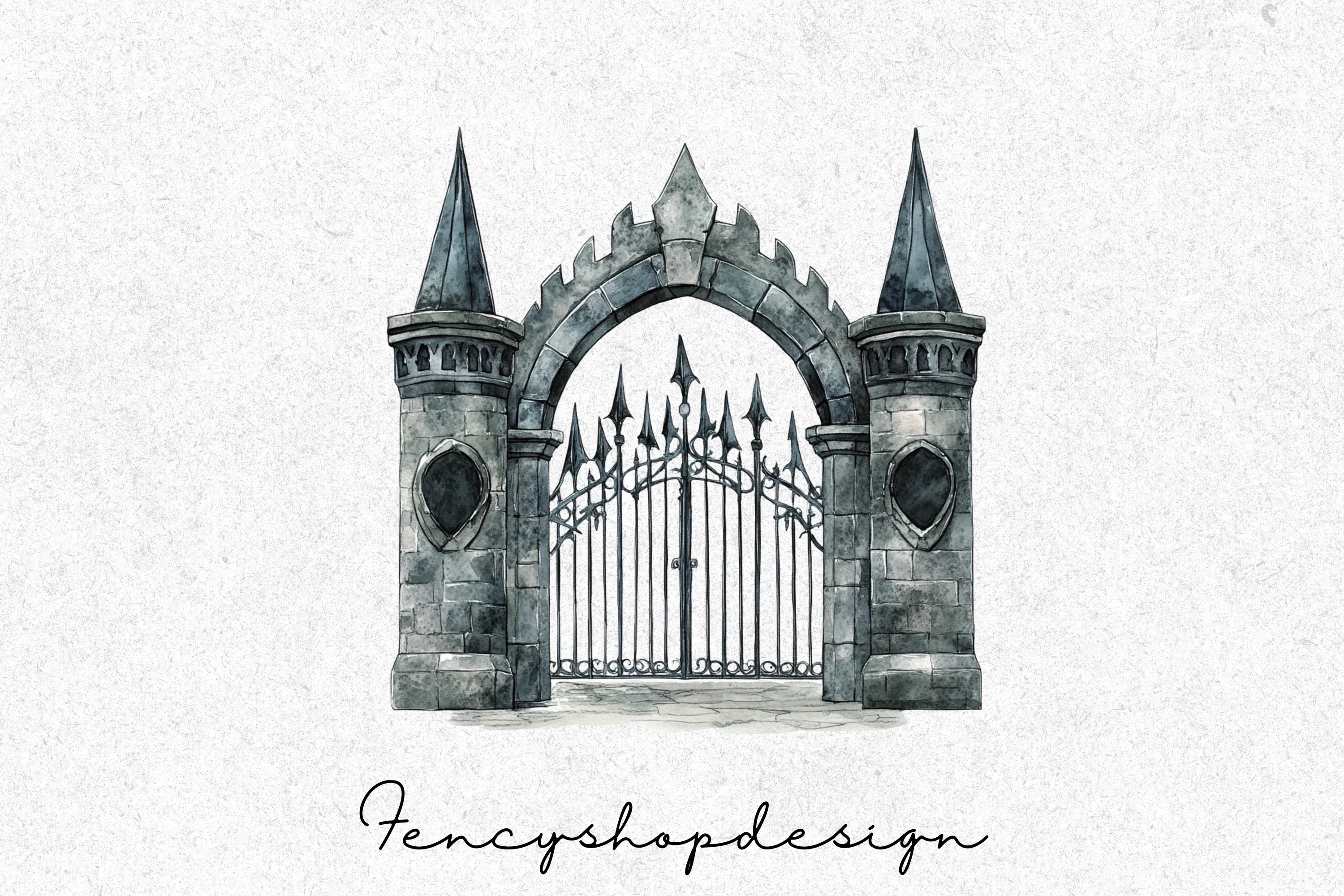 Gothic Fantasy Gates and Arches Clipart Bundle