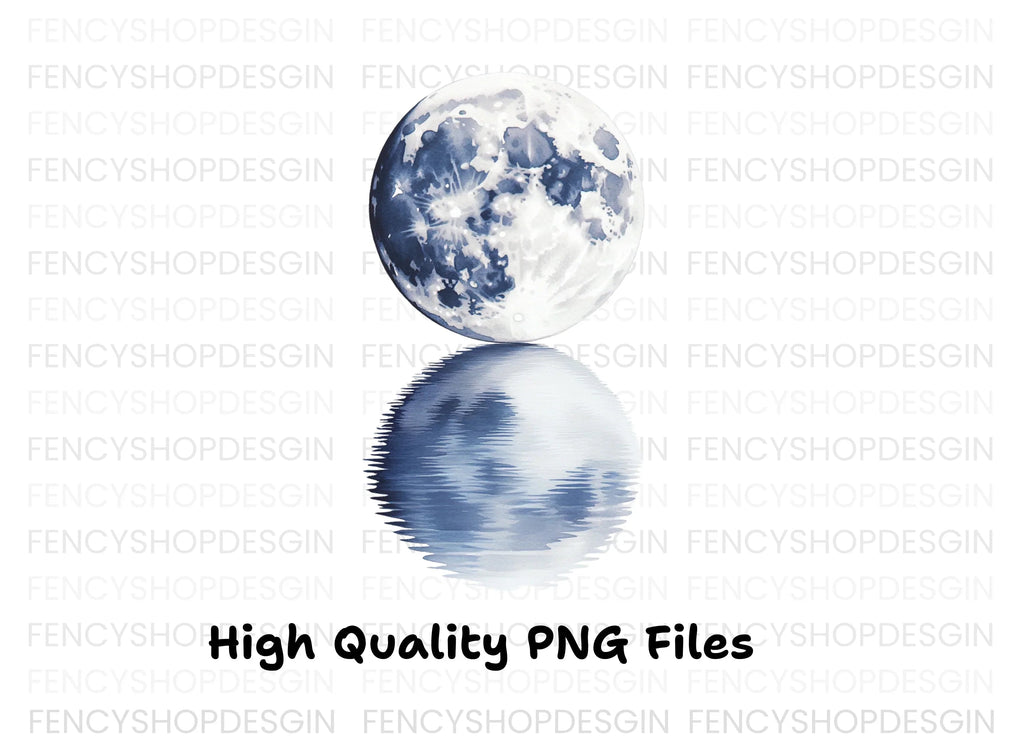 Moon Phases Reflection Clipart Bundle