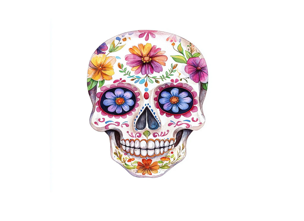 Colorful Floral Sugar Skull Clipart Bundle