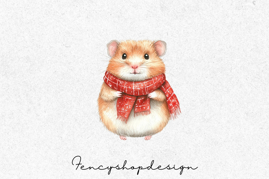 Cute Christmas Hamster Clipart Bundle