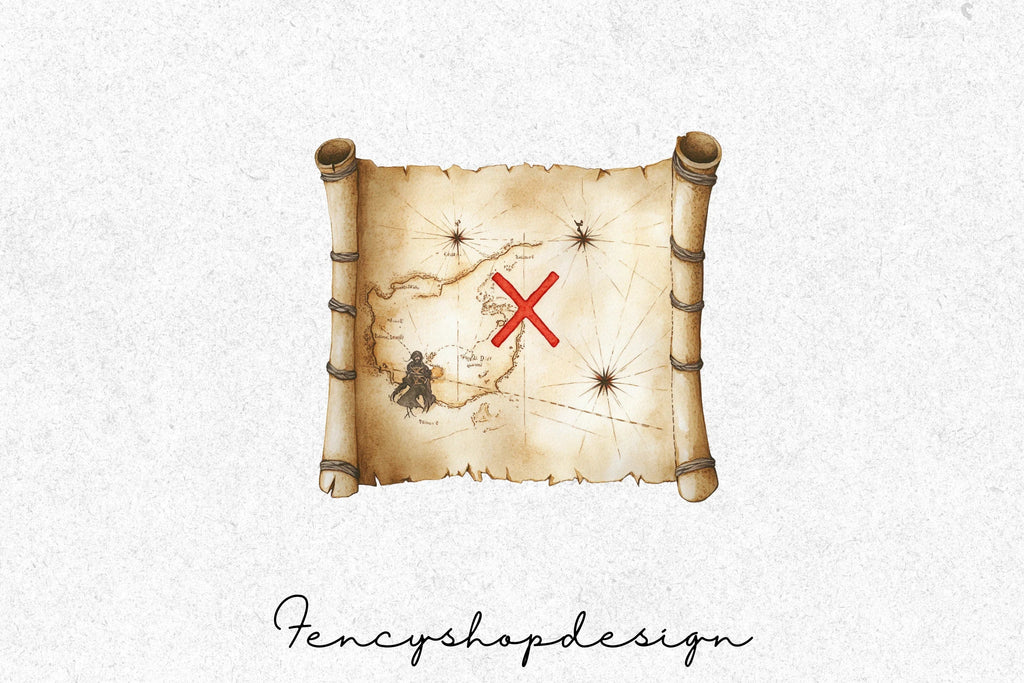 Vintage Treasure Maps Clipart Bundle