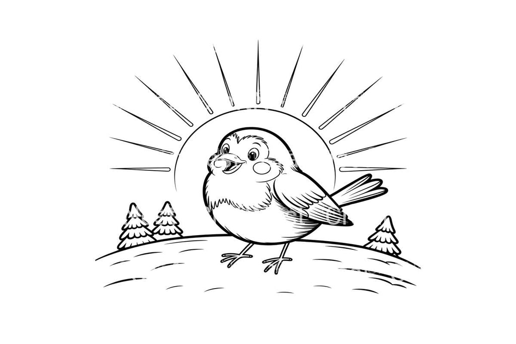 Cute Birdie Winter Scene Coloring Books