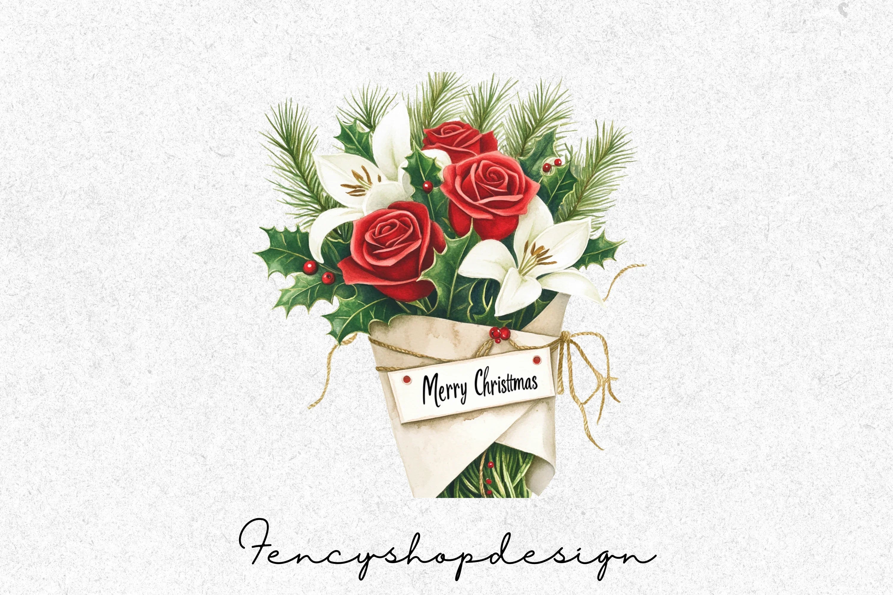 Christmas Flower Shop Clipart Bundle