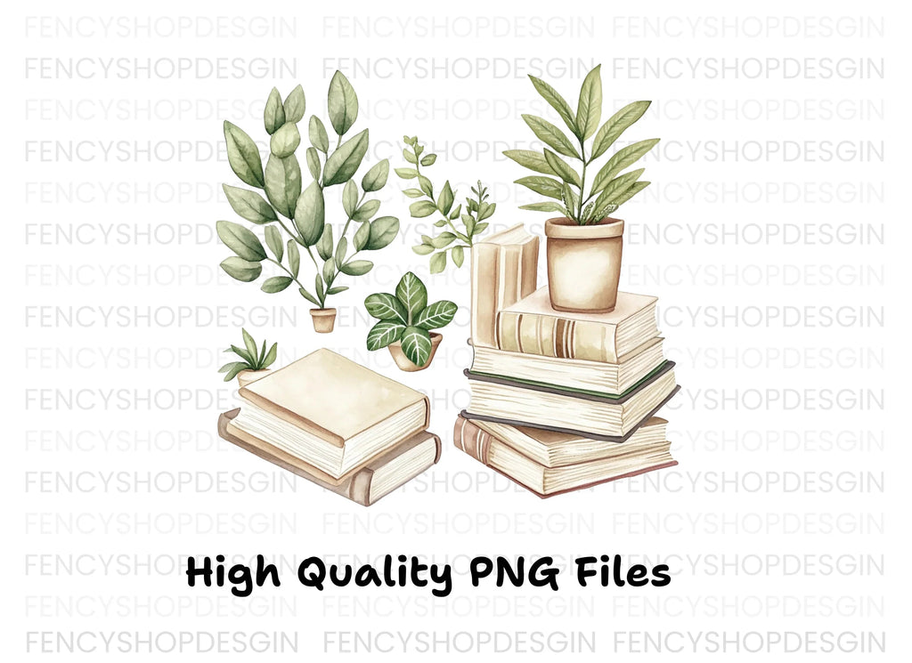 Books and Plants Clipart Bundle