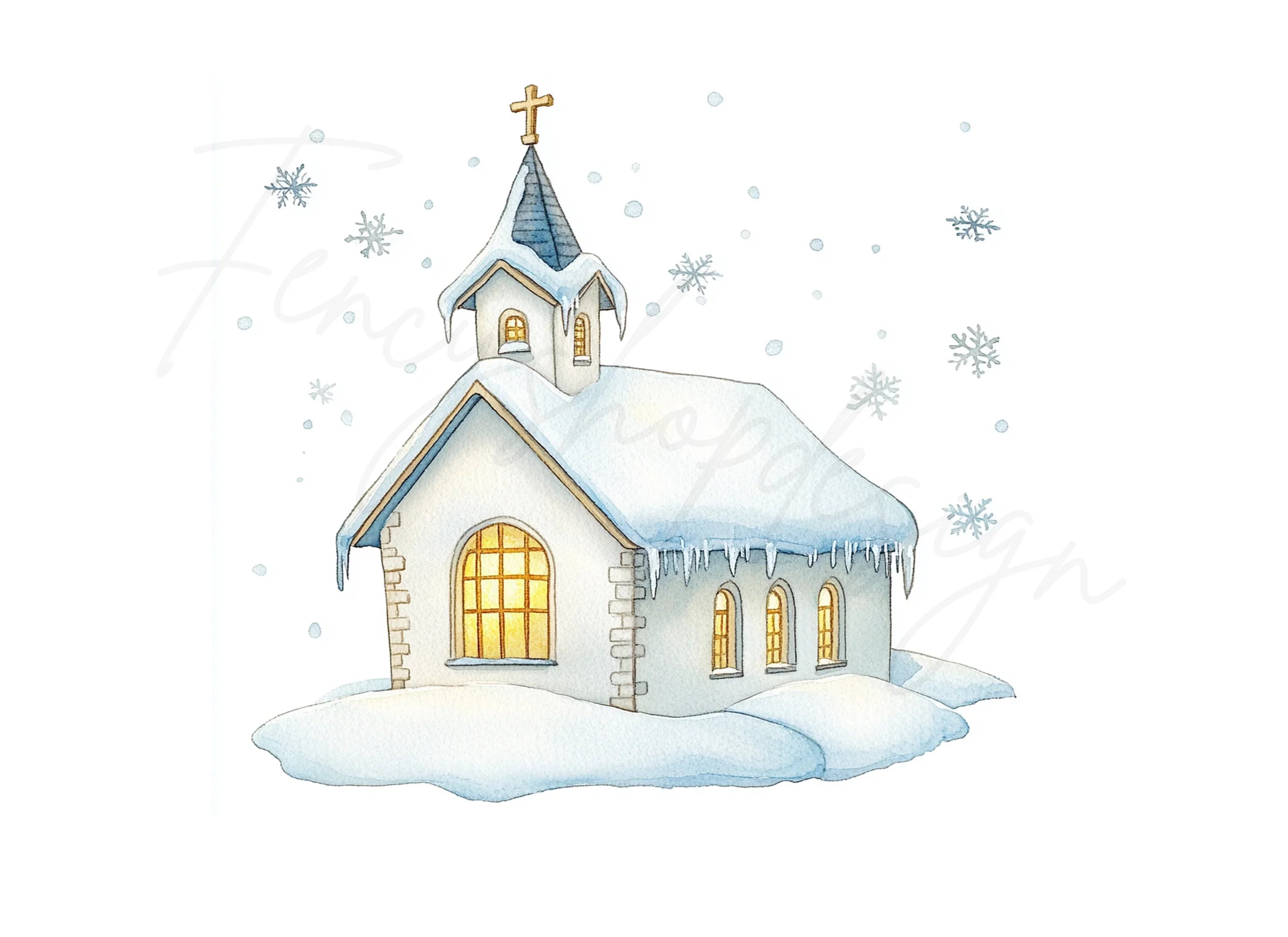 Winter Church Clipart Bundle