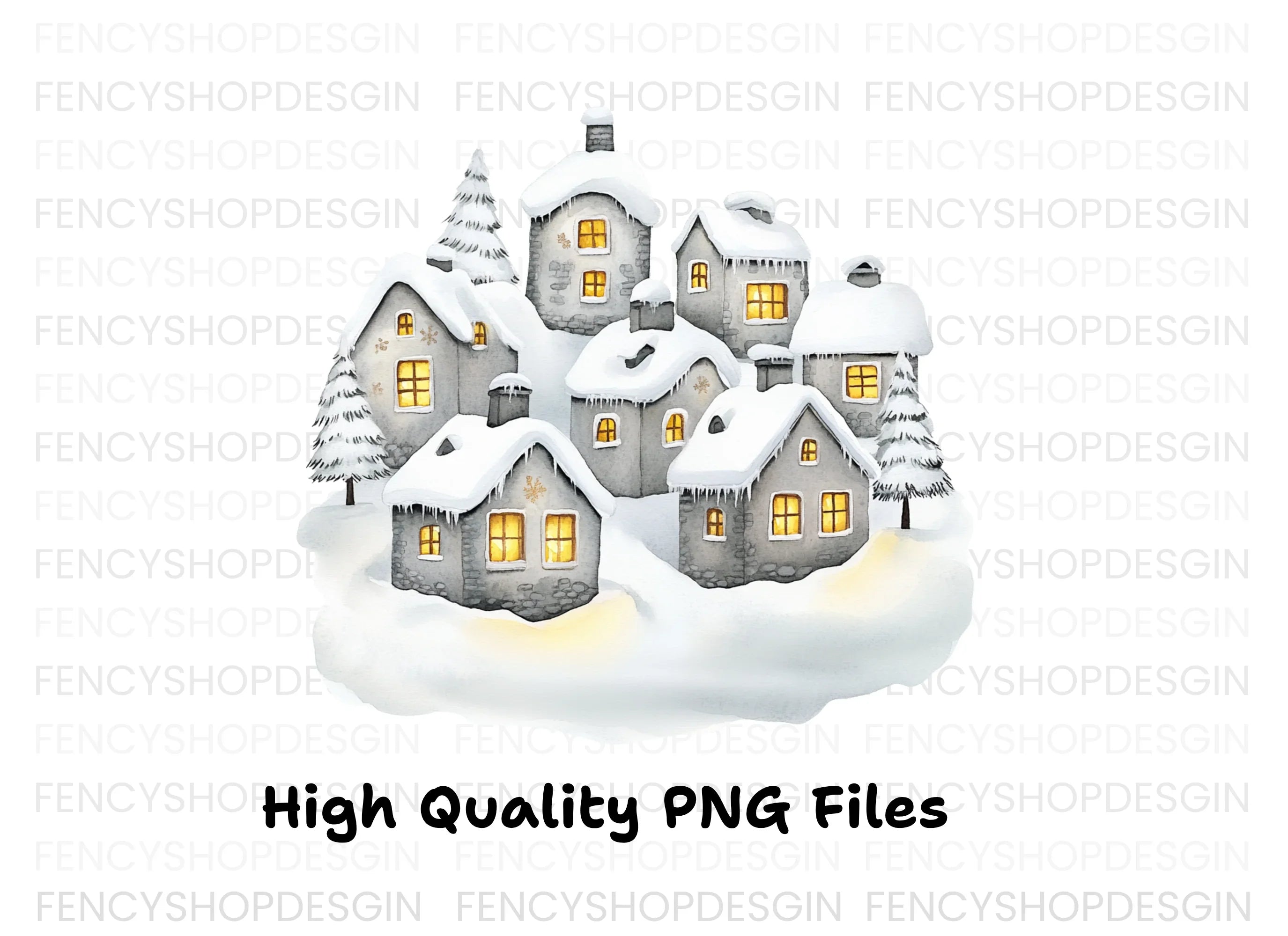 Winter Village Clipart Bundle