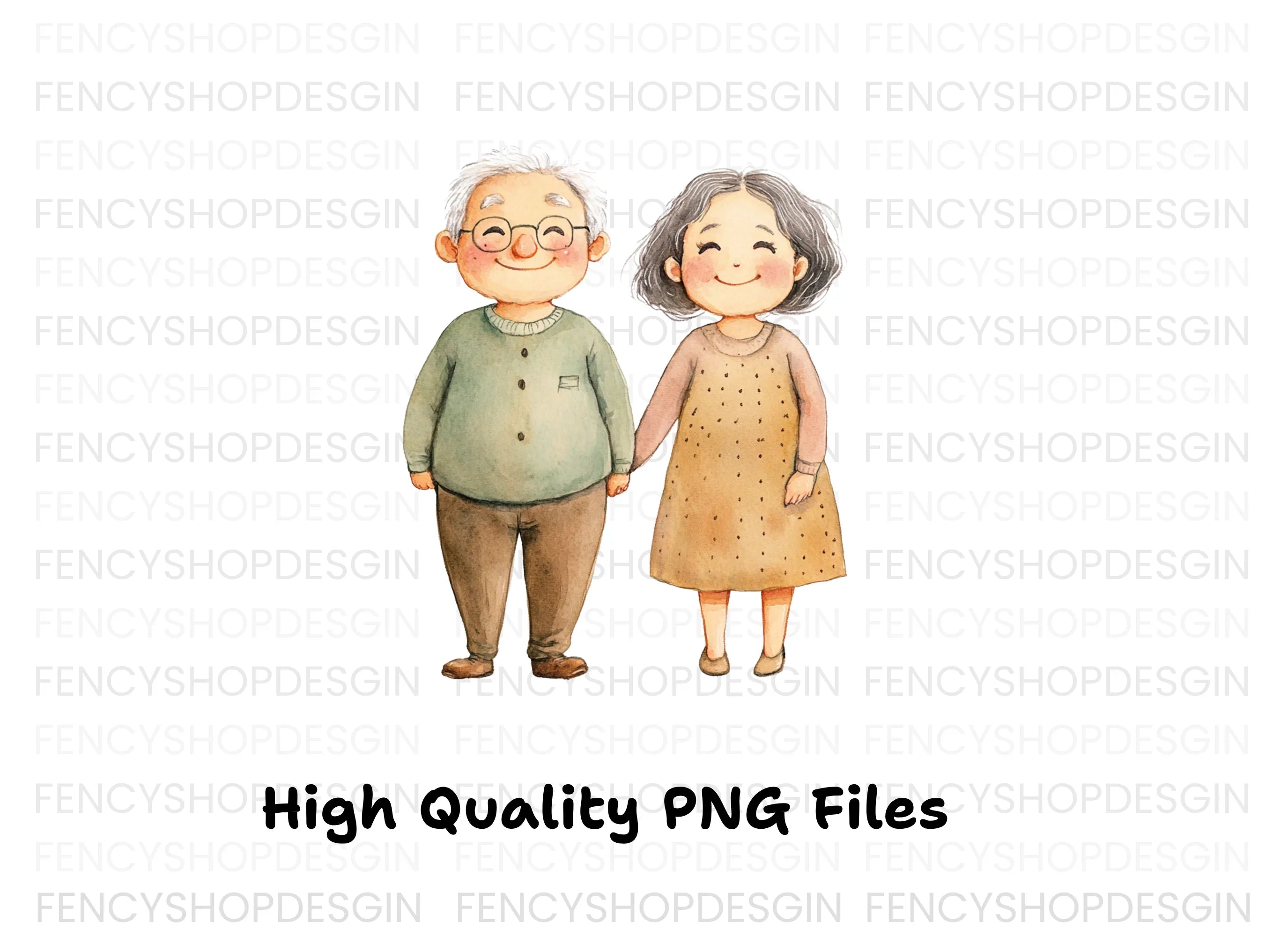 Diverse Elderly Couples Clipart Bundle