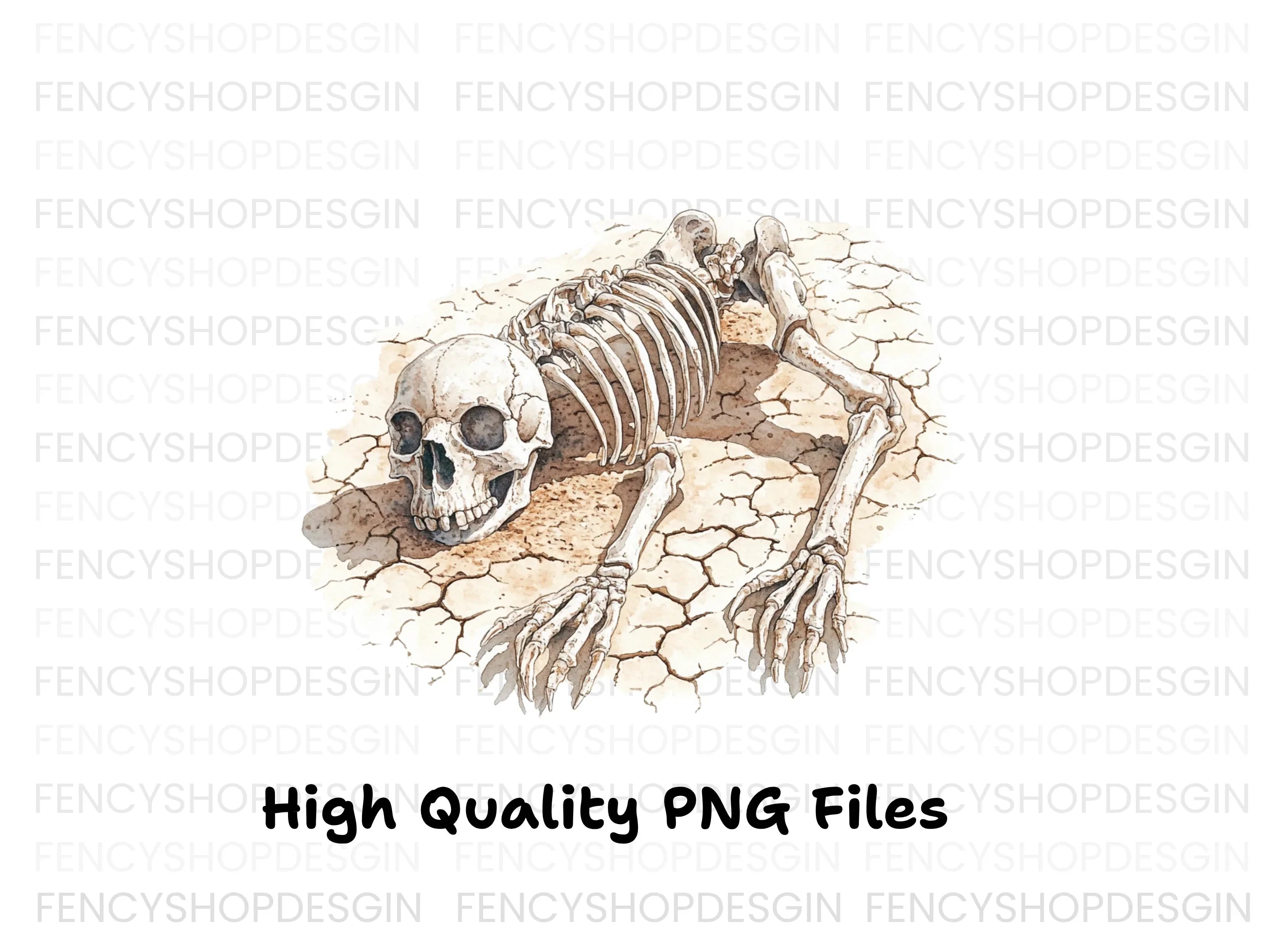 Skeletons on Cracked Earth Clipart Bundle