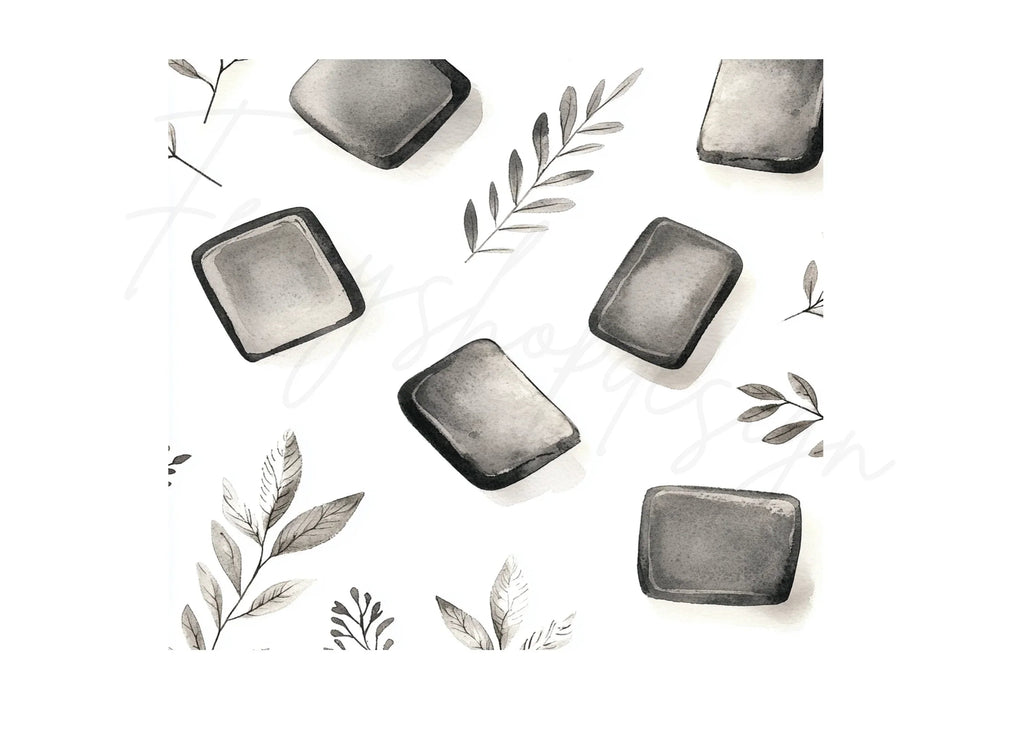 Monochrome Foliage Stones Clipart Bundle