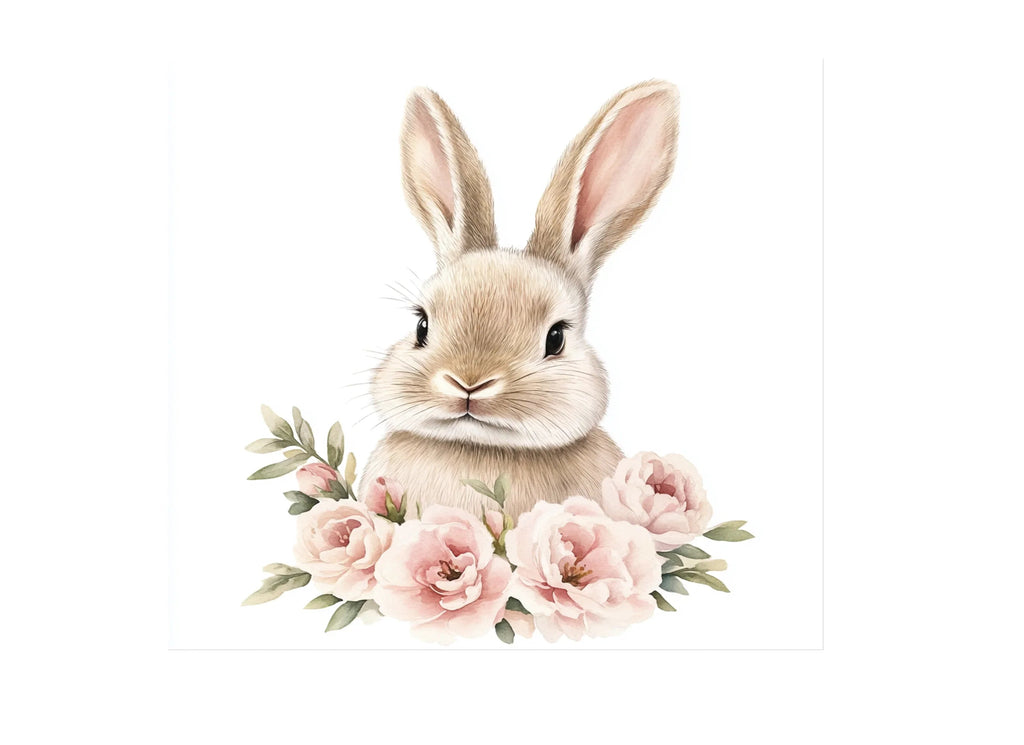 Adorable Bunny with Pink Flowers Clipart Bundle