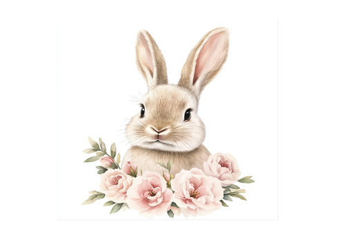 Adorable Bunny with Pink Flowers Clipart Bundle