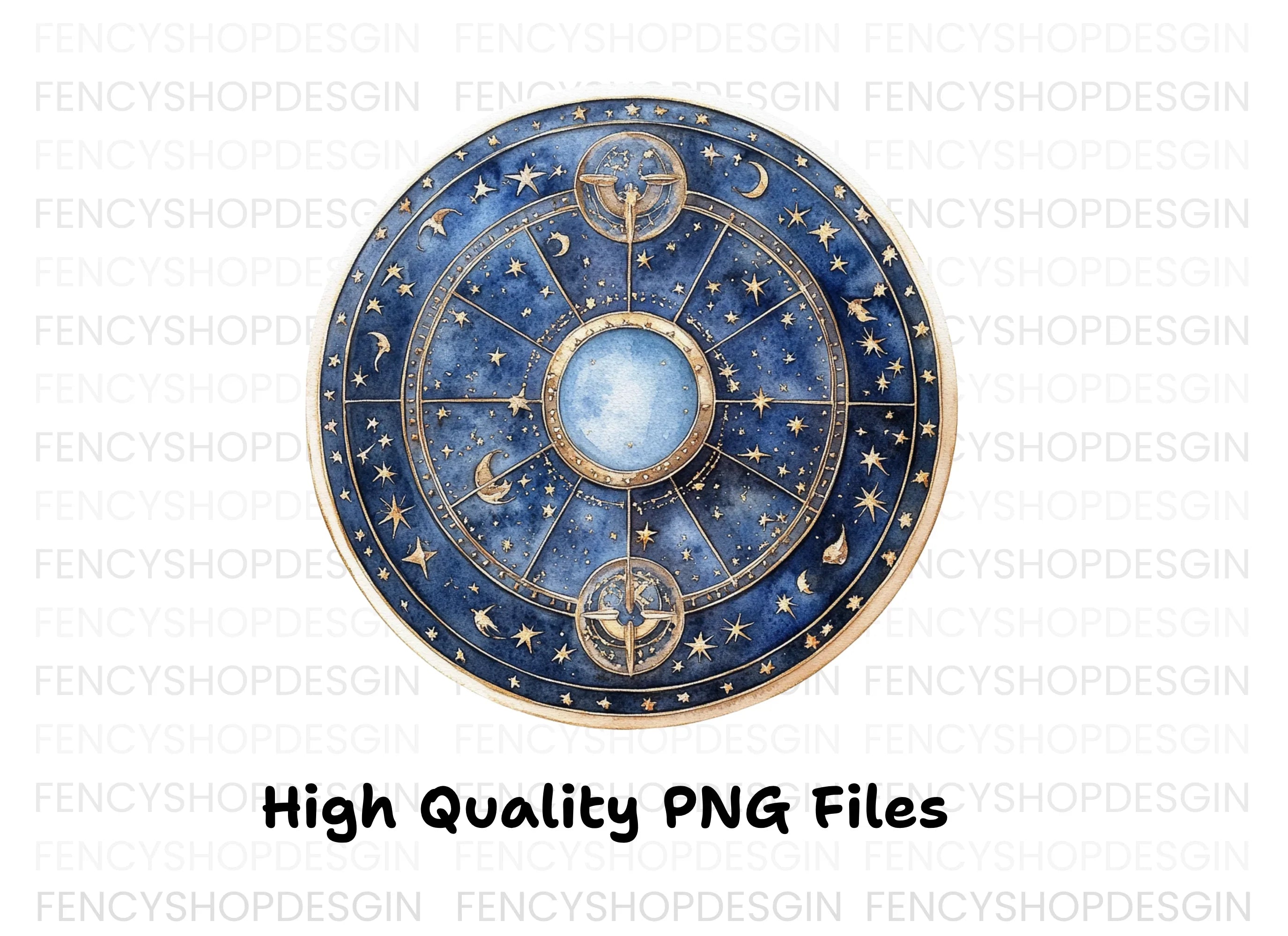 Celestial Zodiac Compass Clipart Bundle