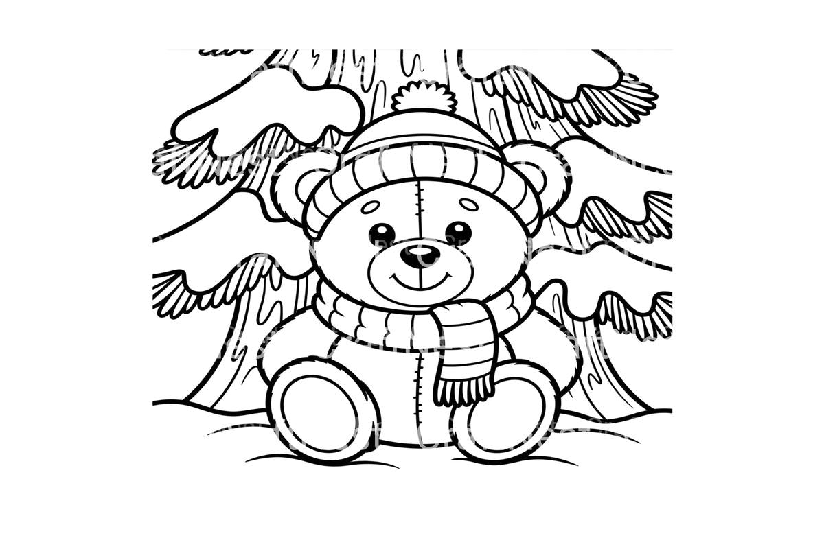 Winter Teddy Bear Christmas Tree Coloring Books