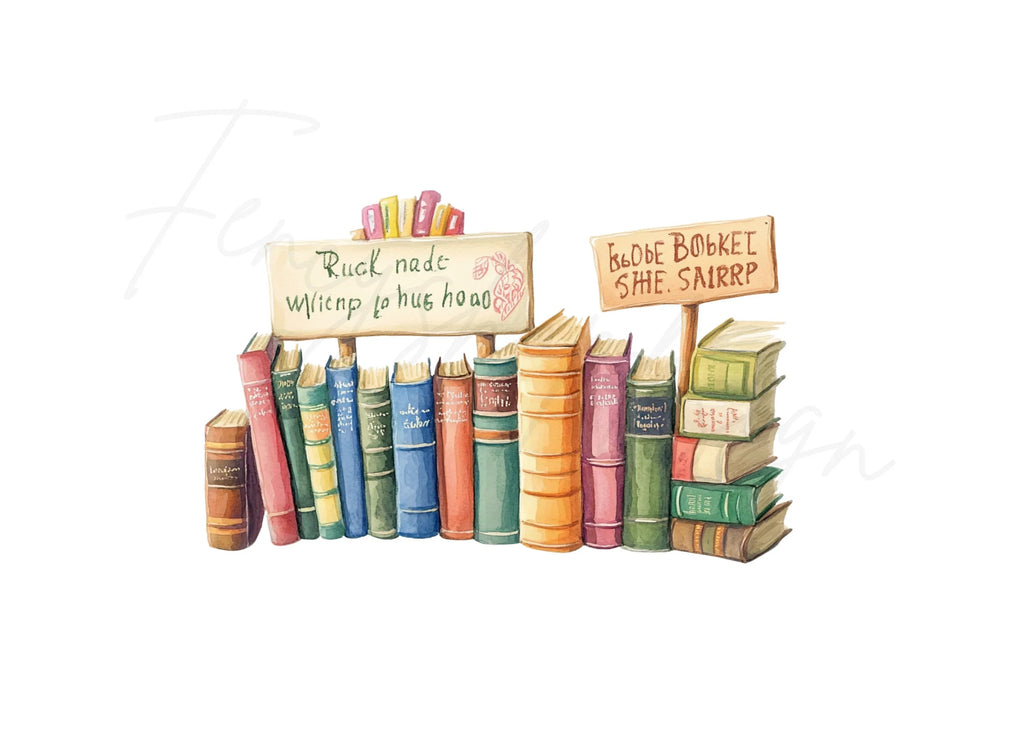 Vintage Book Stacks Shelves Clipart Bundle