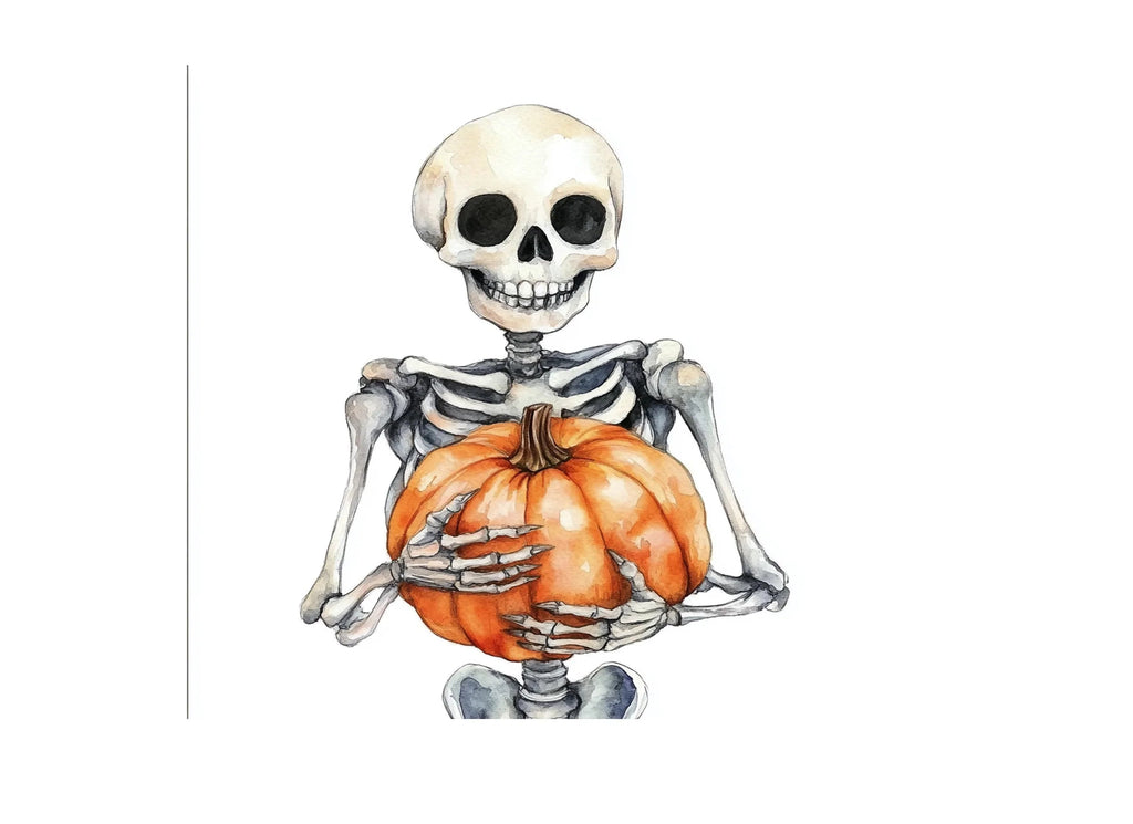 Halloween Skeletons with Pumpkins Clipart Bundle