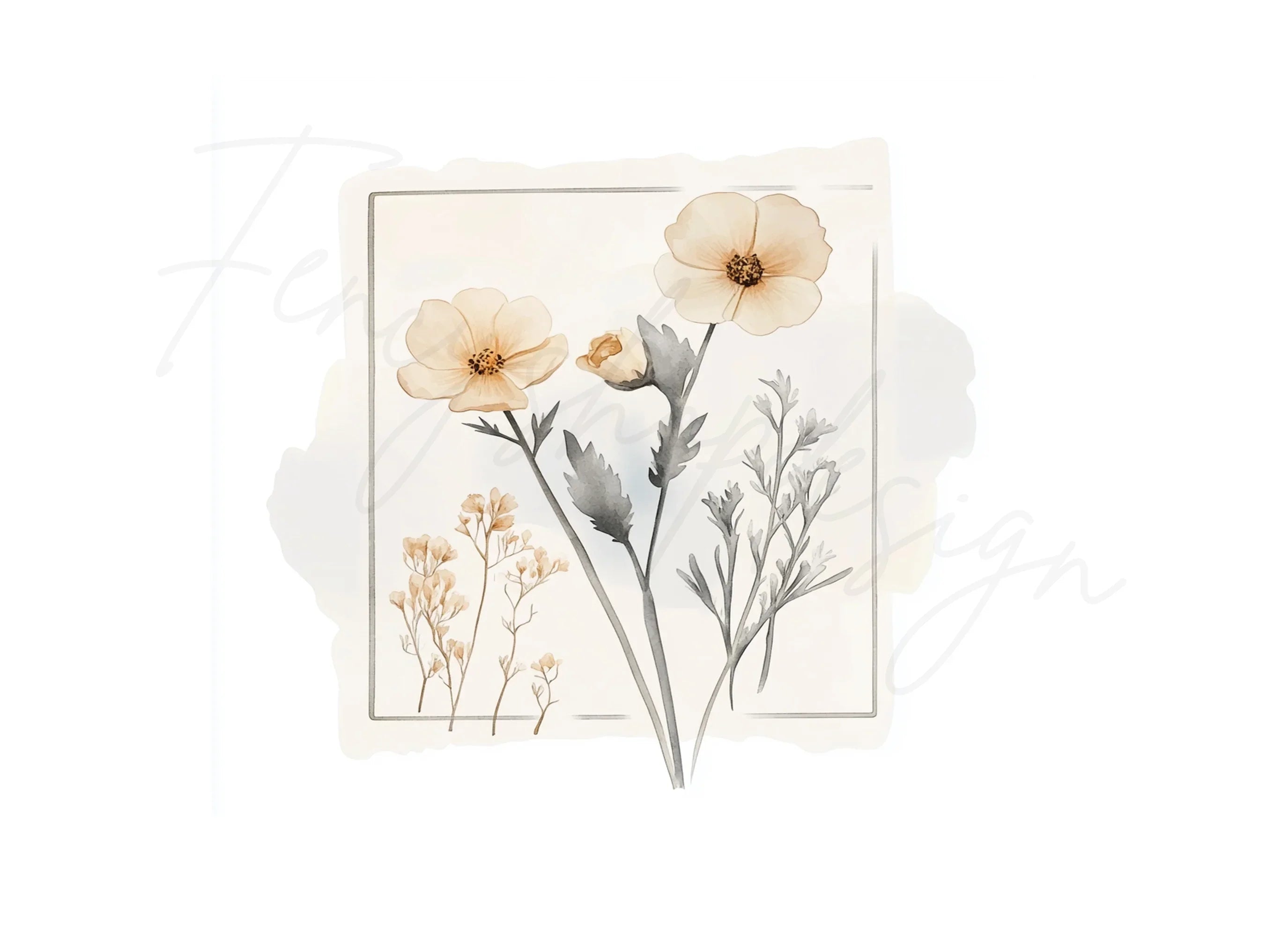Delicate Flowers Frames Clipart Bundle