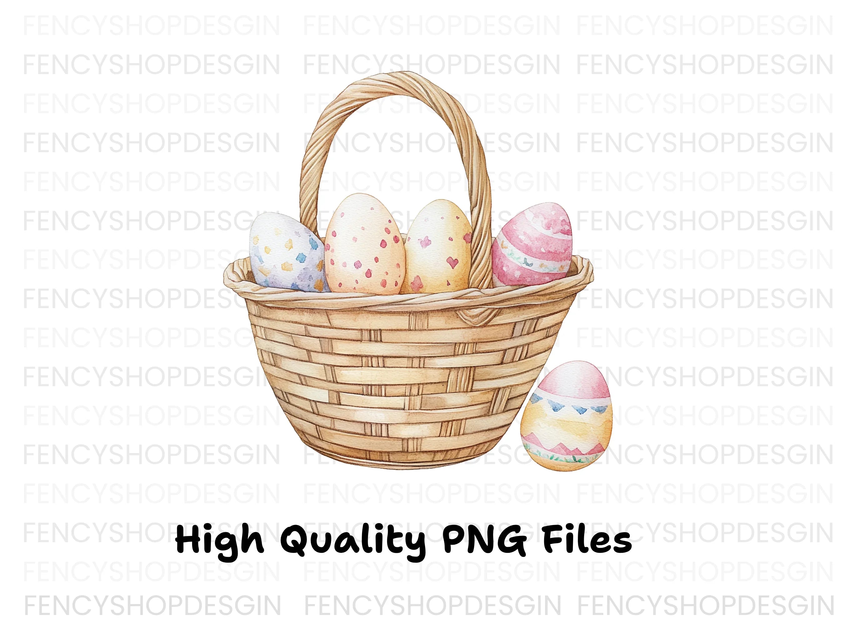 Easter Basket with Eggs Clipart Bundle