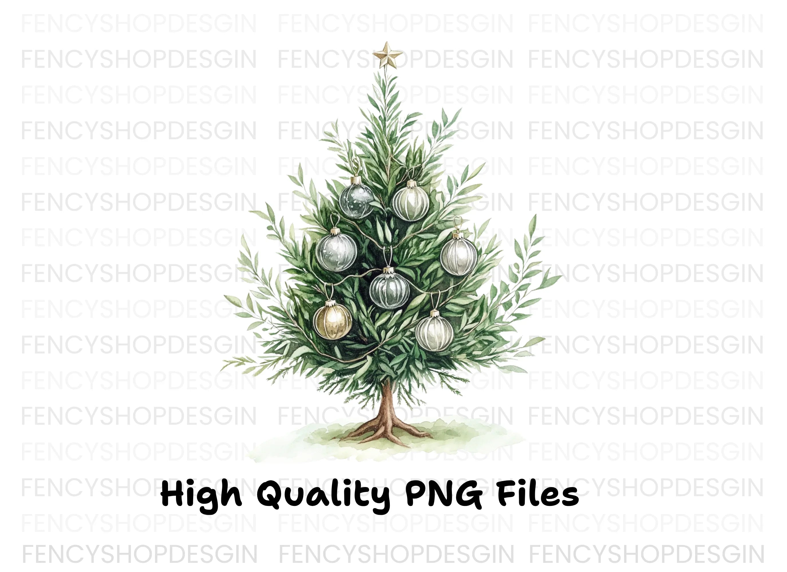 Elegant Christmas Tree Clipart Bundle