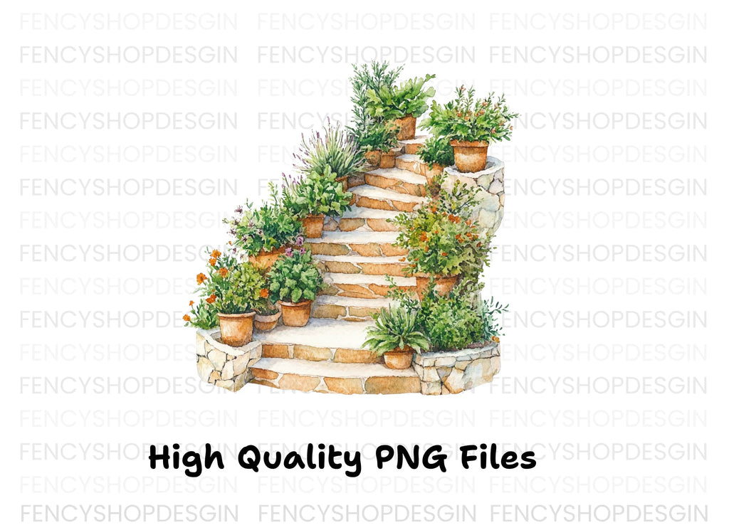 Garden Staircase Clipart Bundle