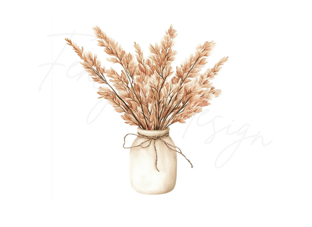 Boho Pampas Grass Clipart Bundle