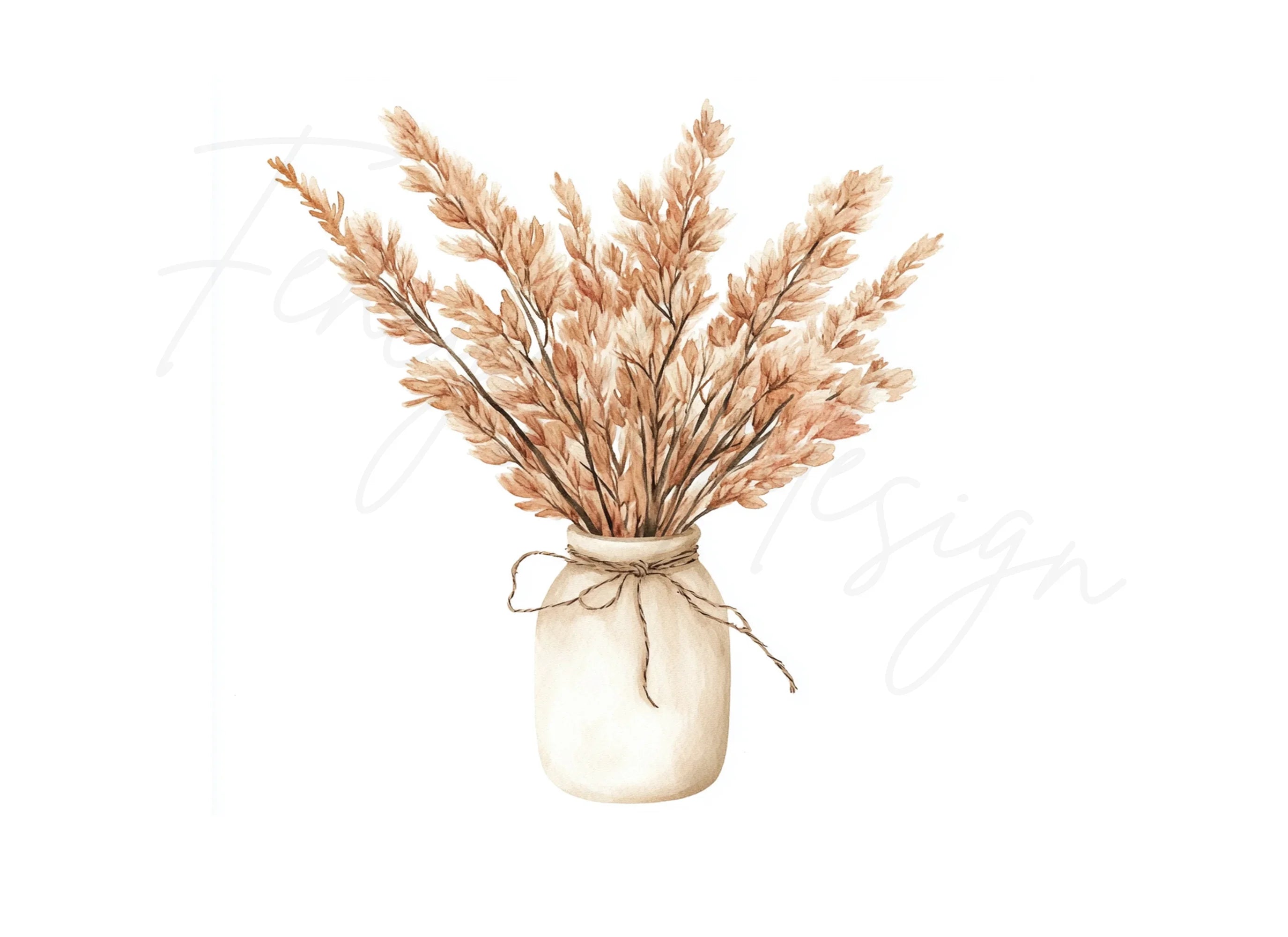 Boho Pampas Grass Clipart Bundle