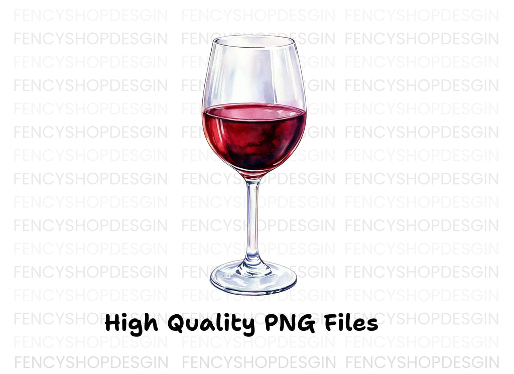 Red Wine Glass Clipart Bundle