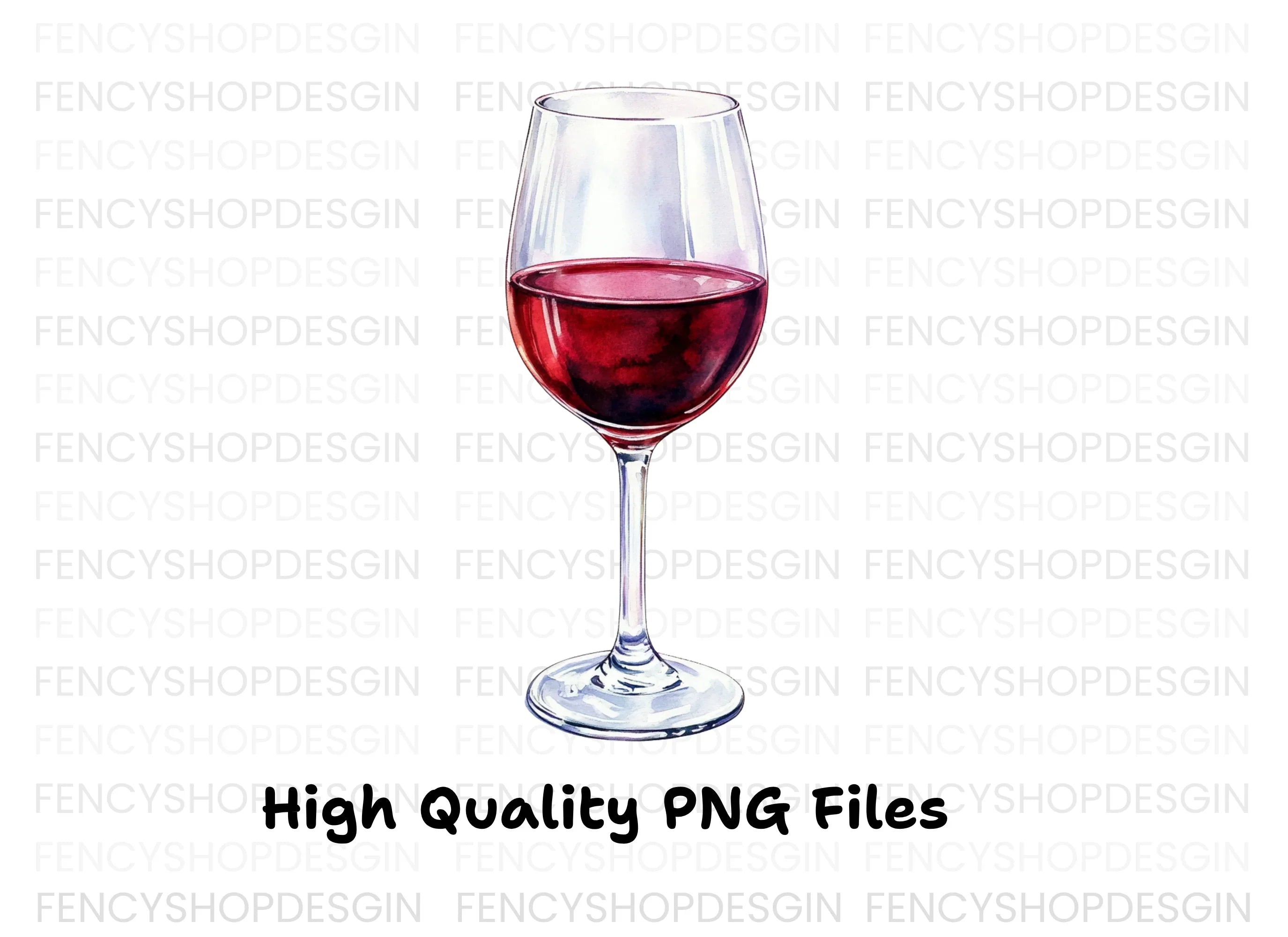 Red Wine Glass Clipart Bundle