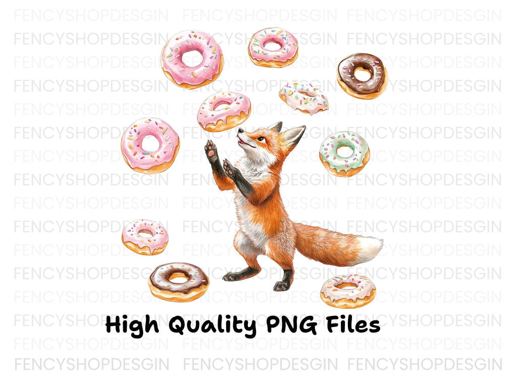 Playful Foxes and Donuts Clipart Bundle