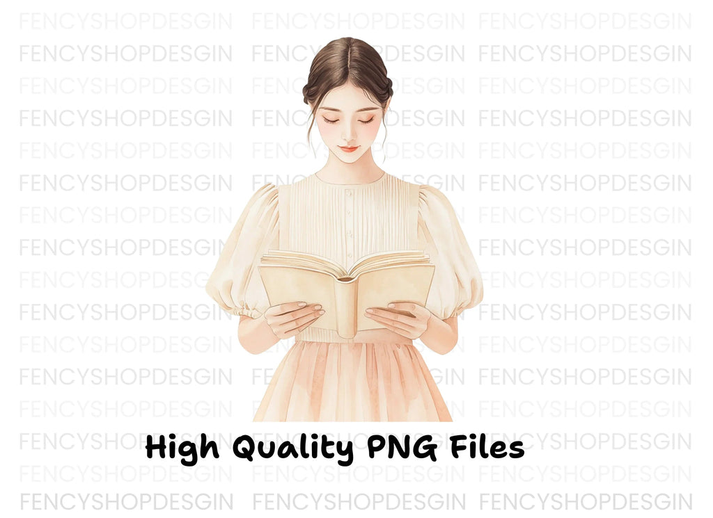 Elegant Women Reading Clipart Bundle