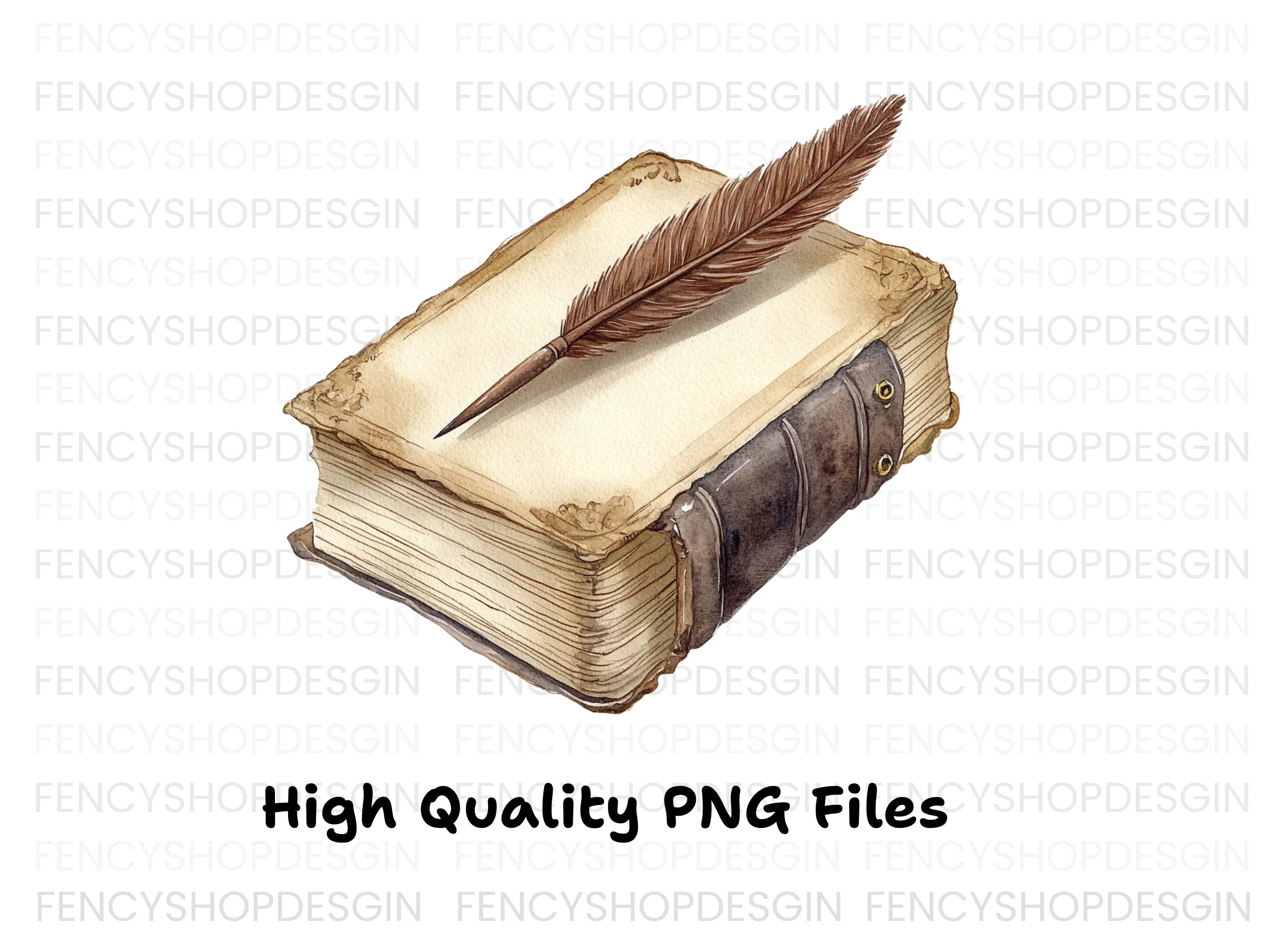 Vintage Books and Quill Pen Clipart Bundle