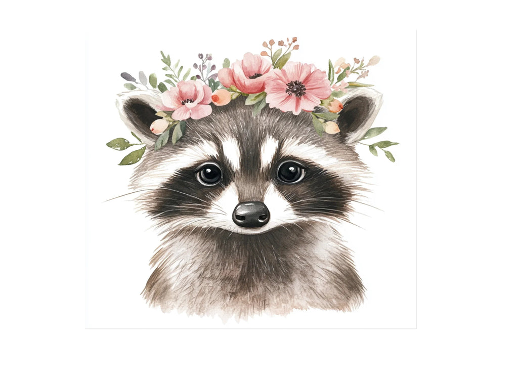 Cute Raccoon Flower Crown Clipart Bundle