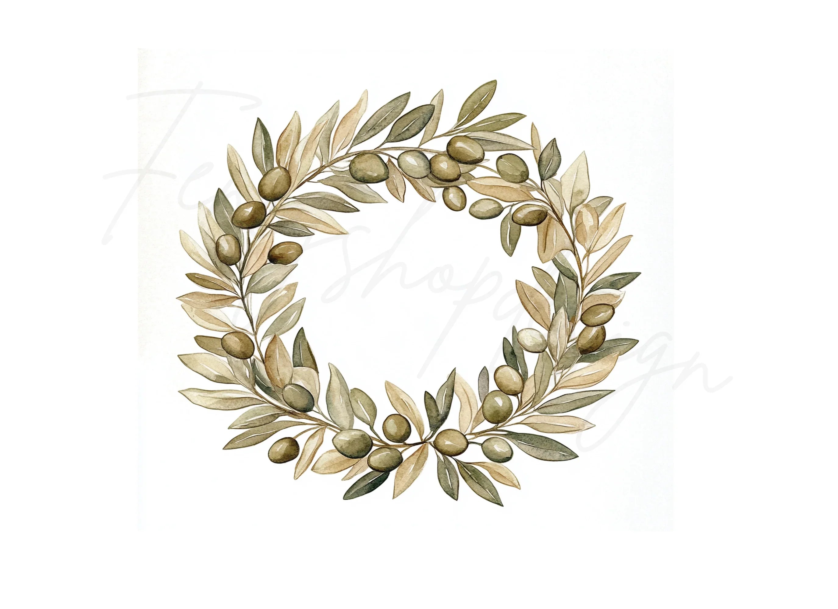 Olive Wreaths Clipart Bundle
