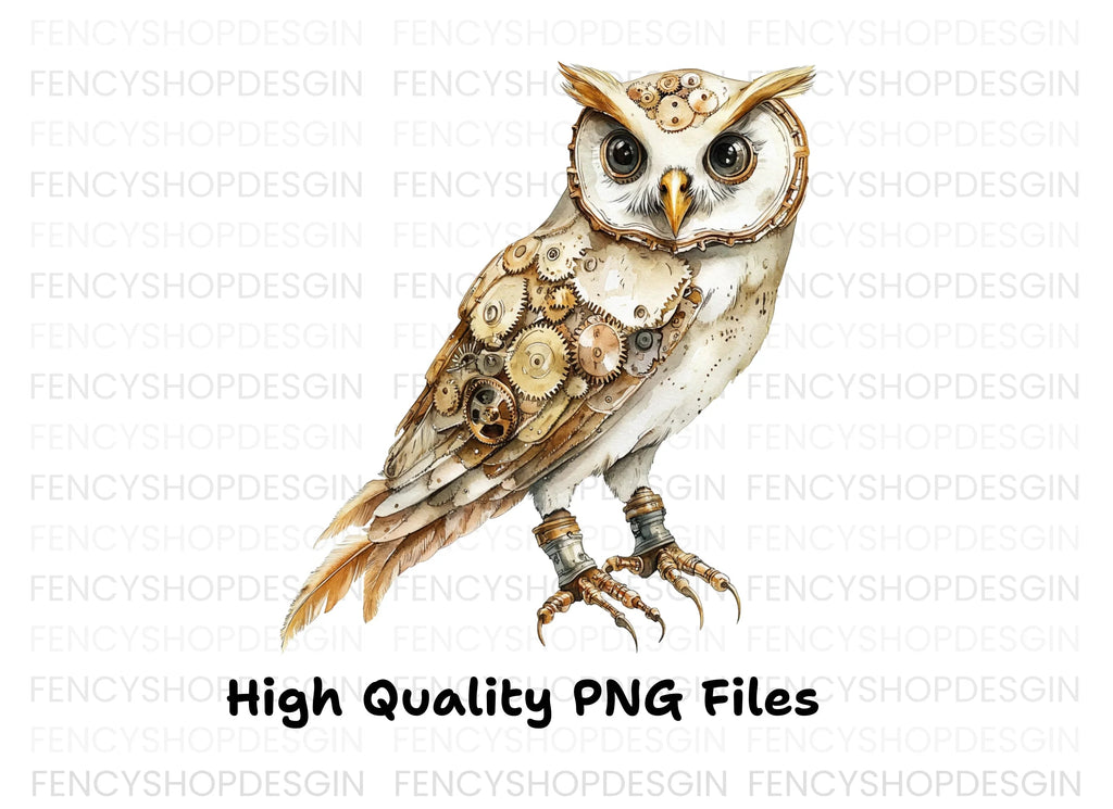 Clockwork Owl Rustic Steampunk Clipart Bundle