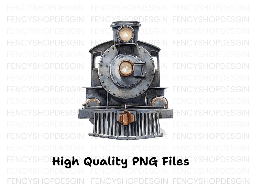 Vintage Steam Train Front View Clipart Bundle