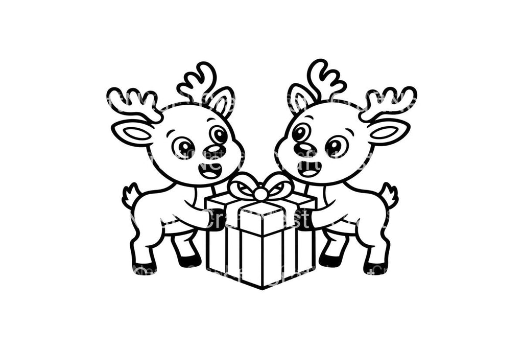 Cute Reindeer with Gifts Coloring Books