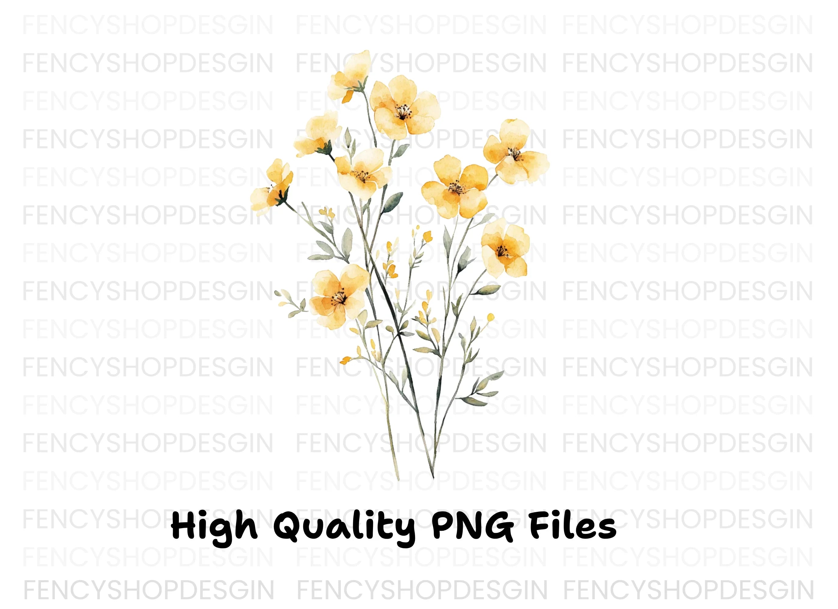 Yellow Wildflowers Clipart Bundle