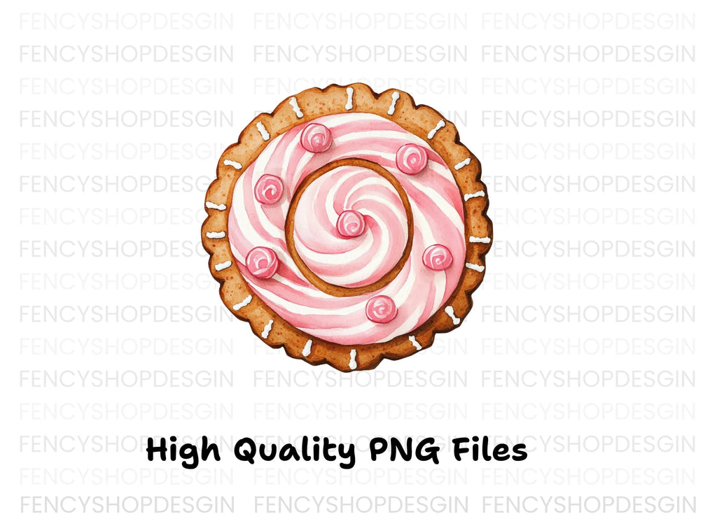 Sweet Pink Swirl Cookie Clipart Bundle