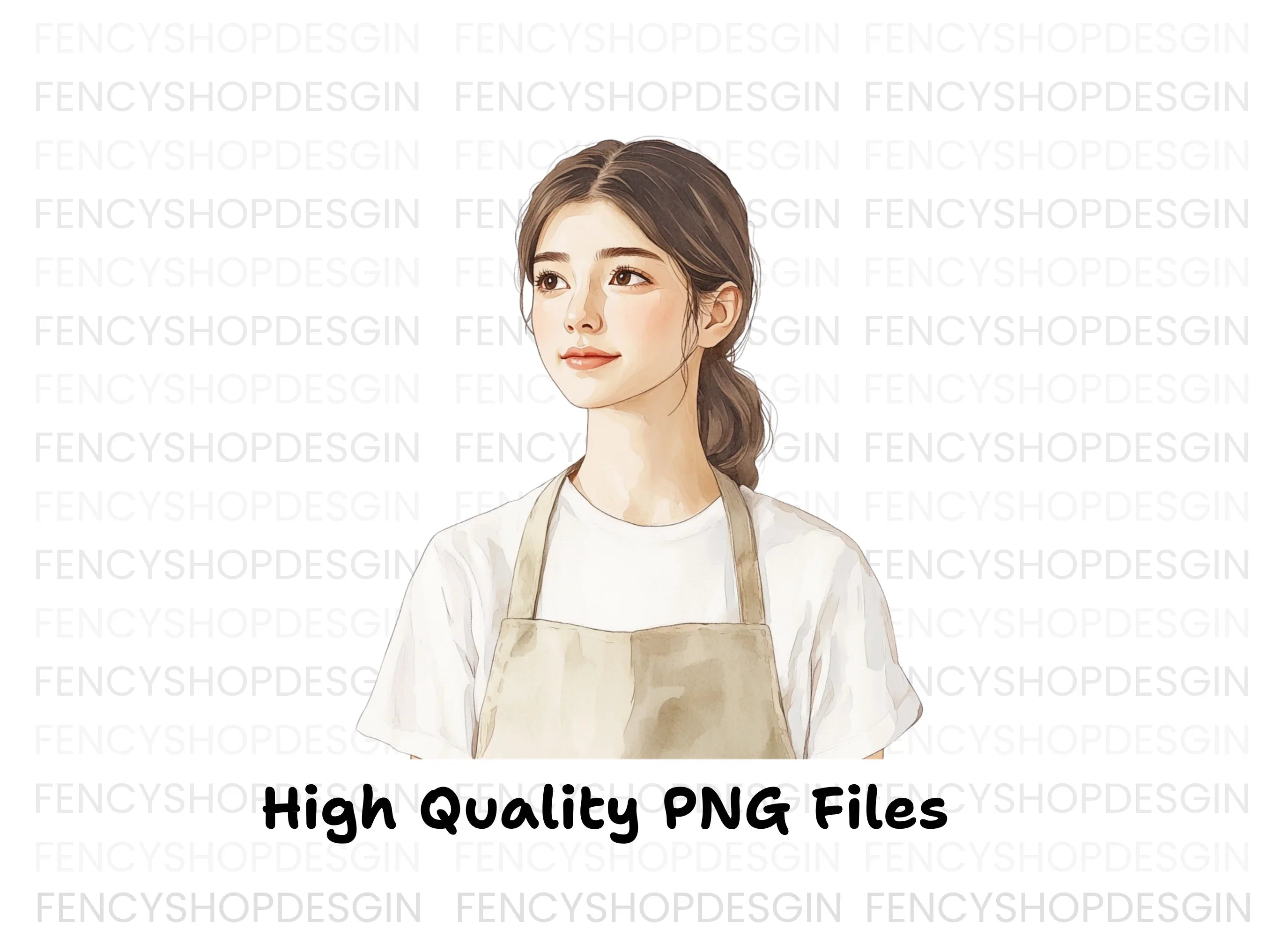 Young Woman in Apron Clipart Bundle