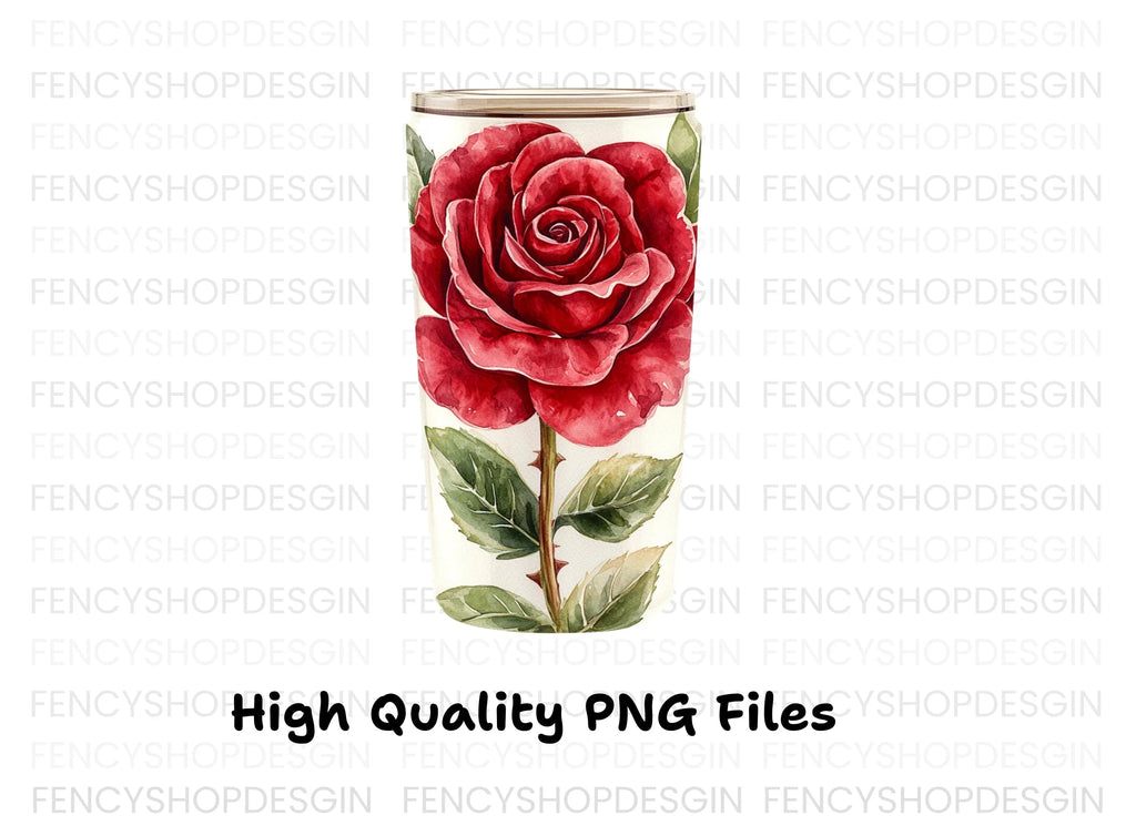 Red Rose Tumbler Clipart Bundle
