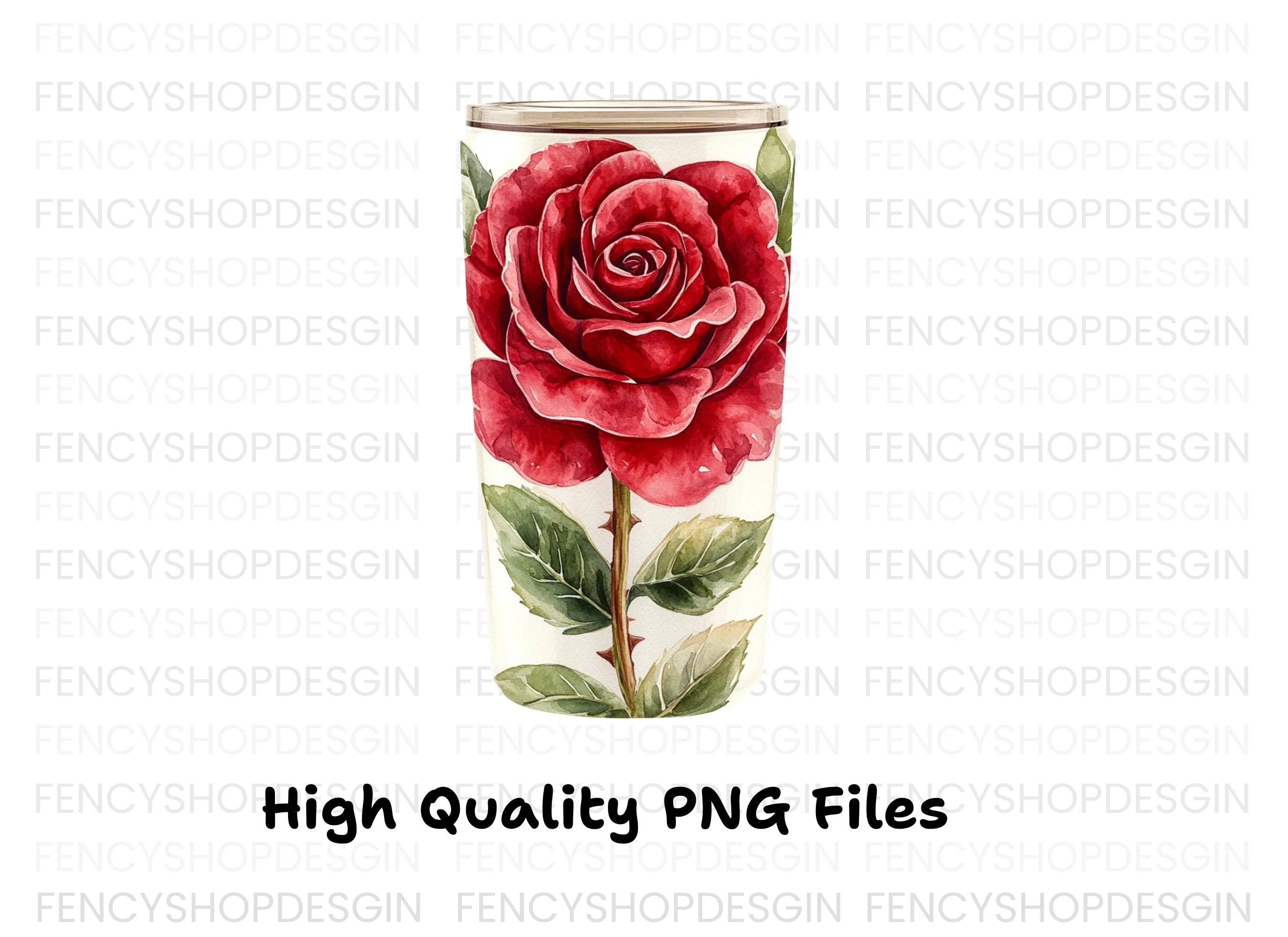 Red Rose Tumbler Clipart Bundle