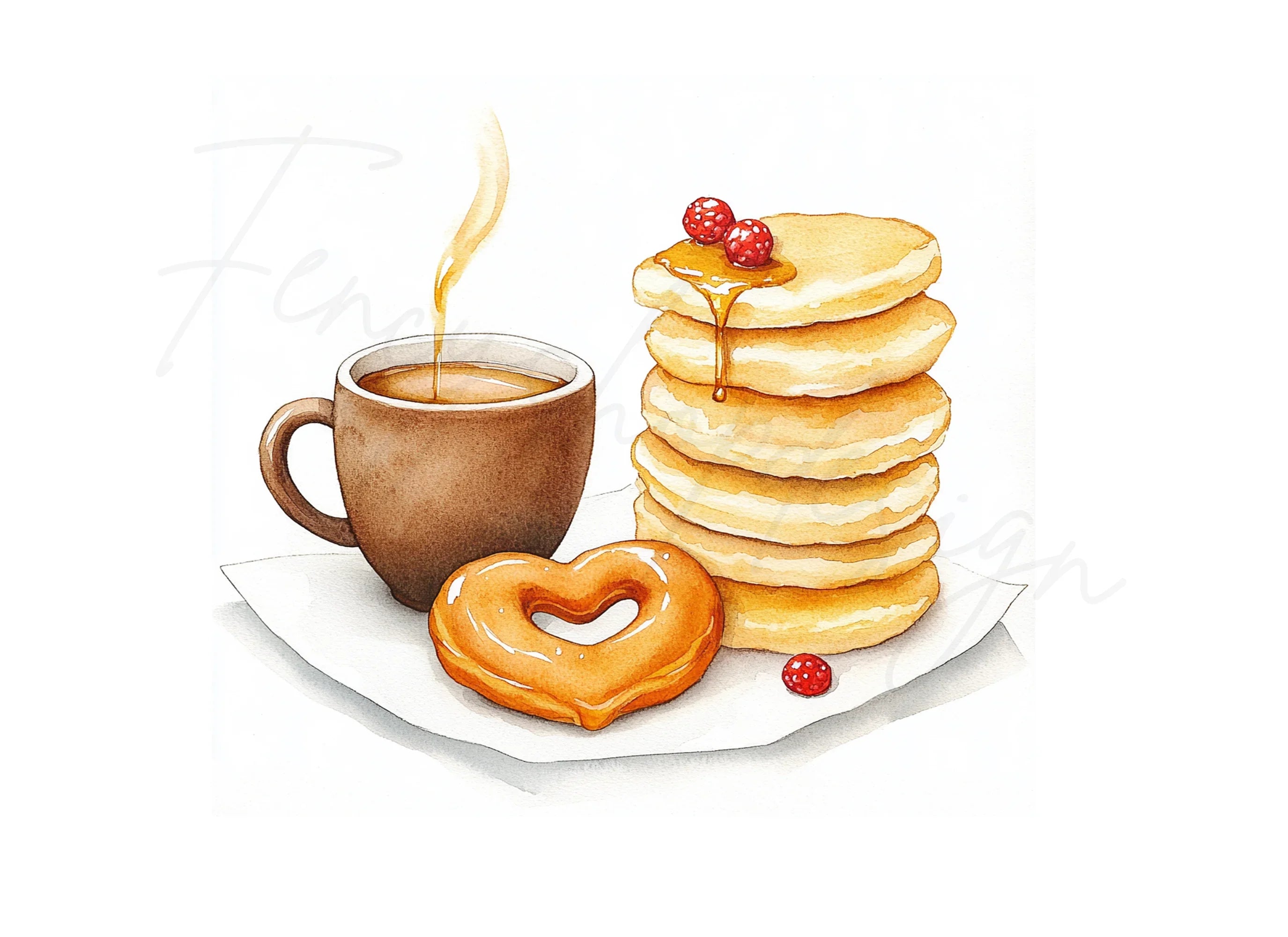 Pancake Stack Coffee Donut Clipart Bundle