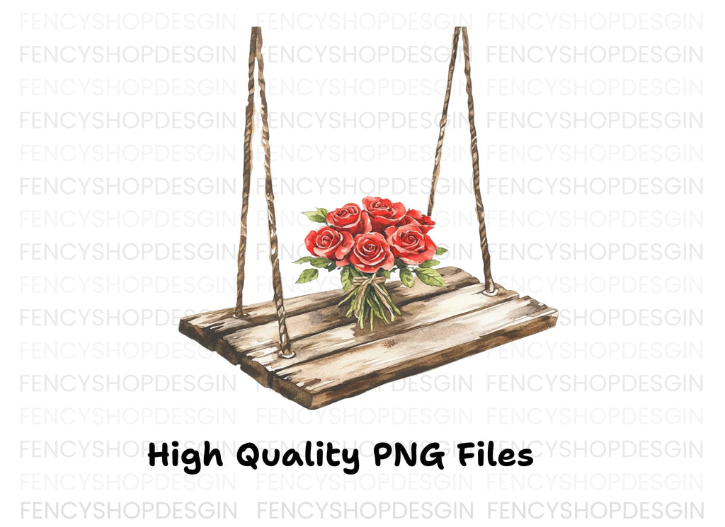 Romantic Rose Bouquet Swing Clipart Bundle