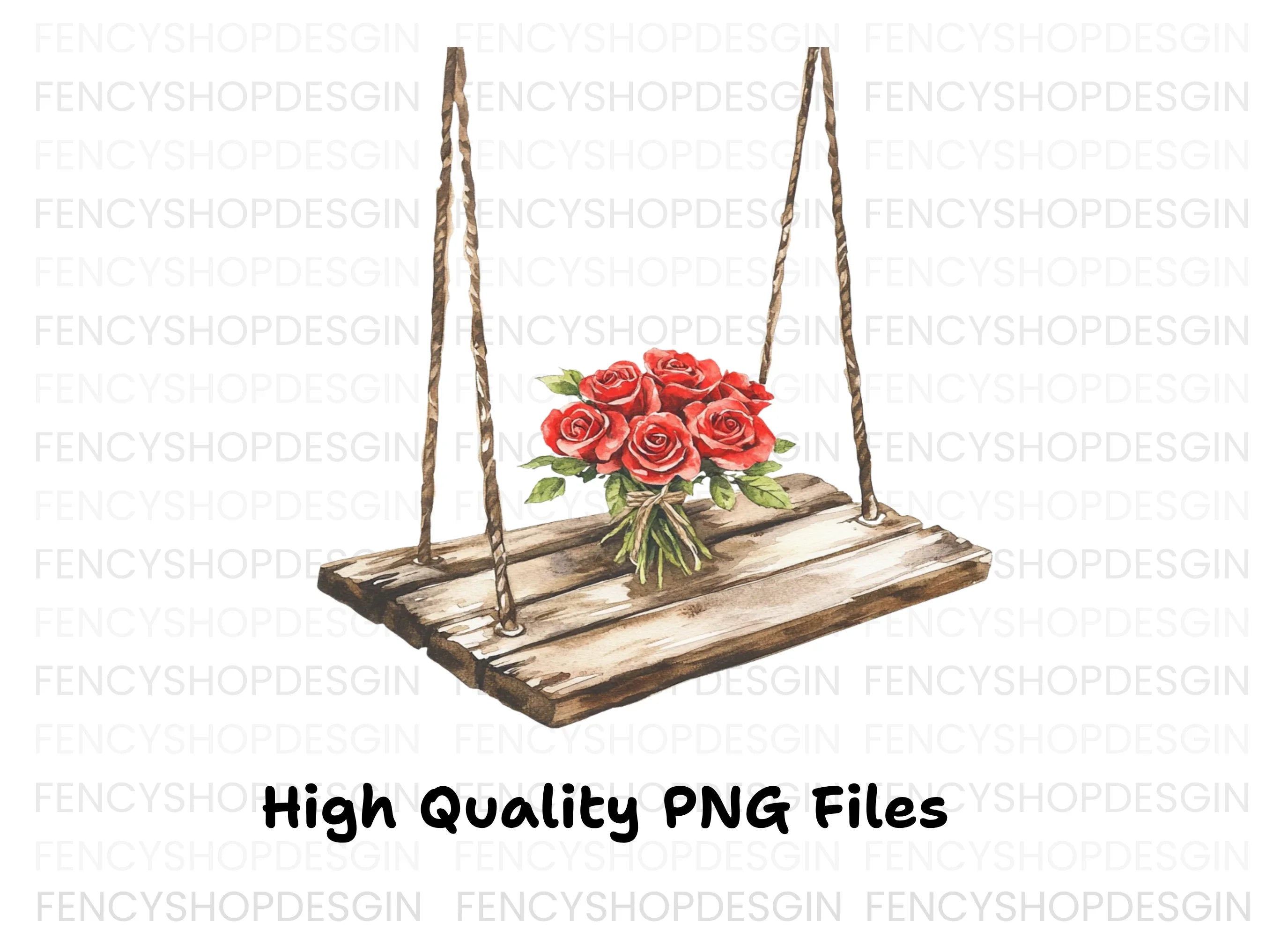 Romantic Rose Bouquet Swing Clipart Bundle